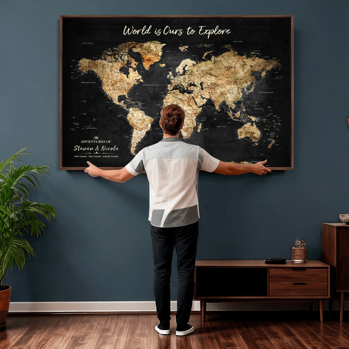 Personalized World Map Print | Customize Map with Push Pin