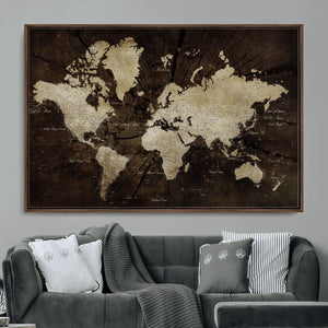 World Map Wall Art Canvas Print – Framed Travel Map Wall Art