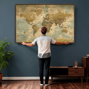 Personalized Custom World Map Wall Art Print – Add Your