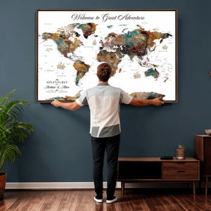 Customizable Framed World Map Canvas Print – Personalized