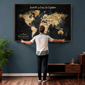Framed Personalized Push Pin World Map – Custom Travel