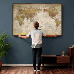 Personalized Push Pin World Map Canvas Print – Custom