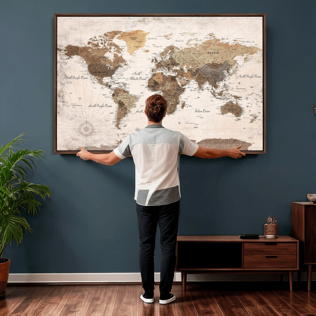 World Map Canvas Print – Framed Travel Map Wall Art for