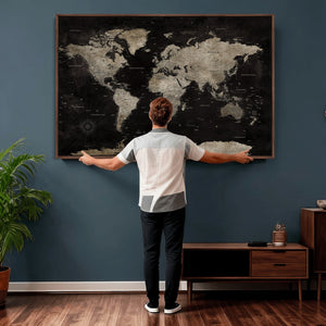 Detailed World Map Wall Art Print - Large Framed World Map