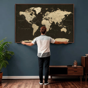 World Map Canvas Print – Framed World Map Wall Art for