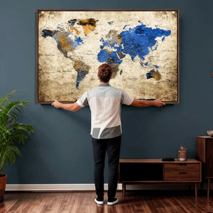 World Map Canvas Print – Colorful Abstract Travel Map,