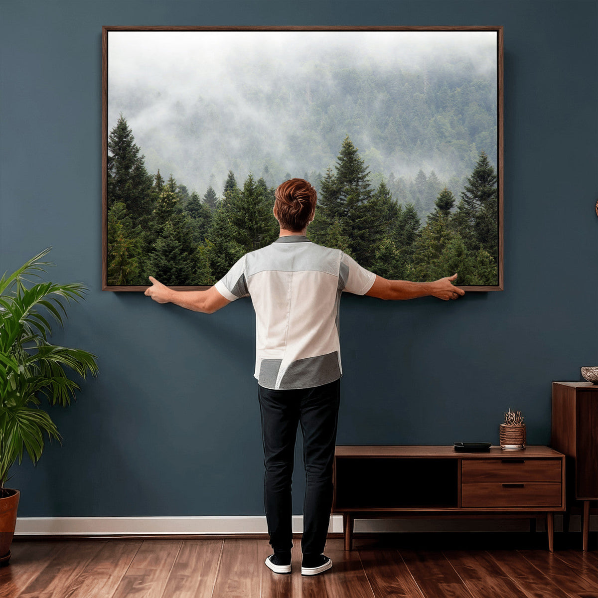 Misty Mountain Forest Wall Art Canvas Print