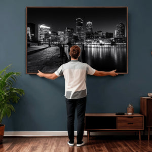 Boston Wall Art Canvas Print, Boston City Downtown Night