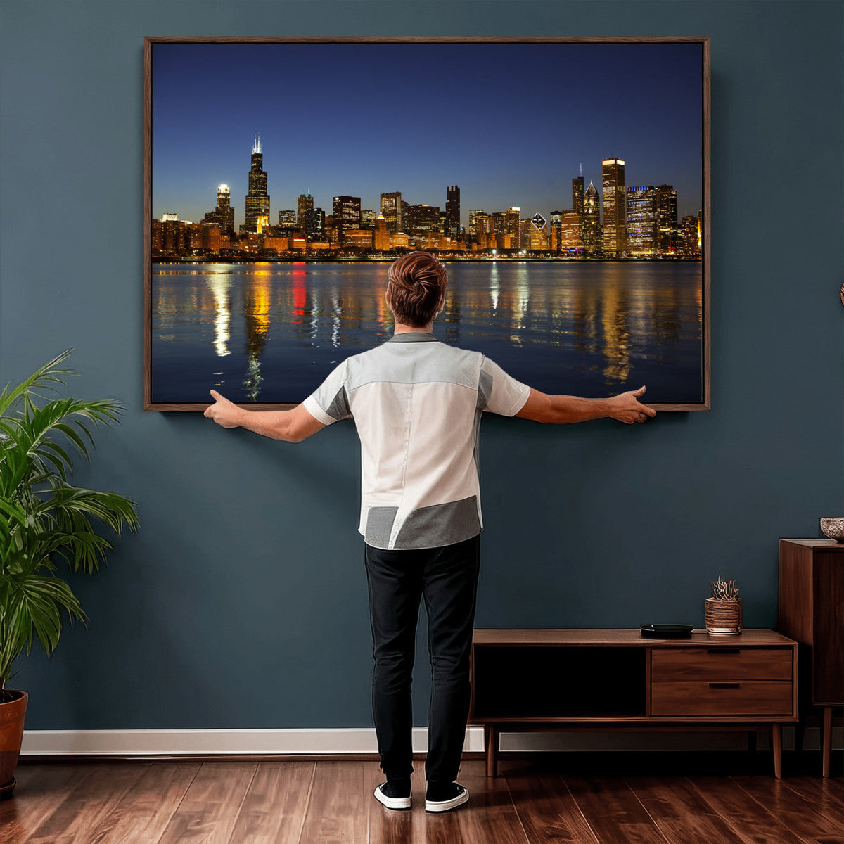 Chicago Wall Art Canvas Print - Chicago City Downtown Night