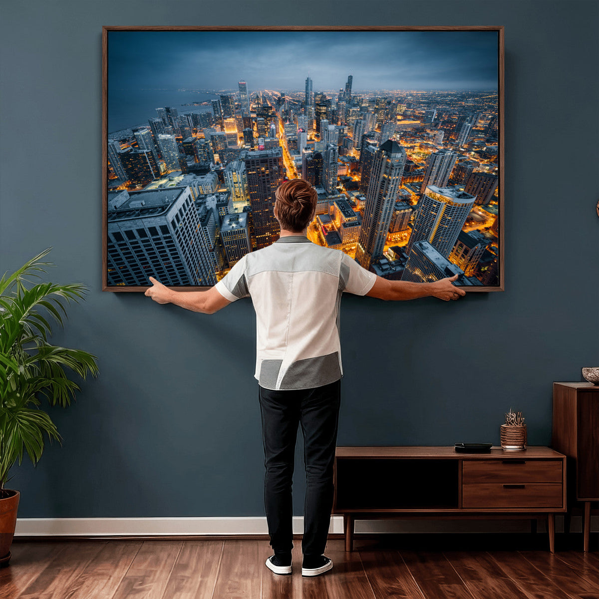Chicago Wall Art Canvas Print - Chicago City Downtown Night