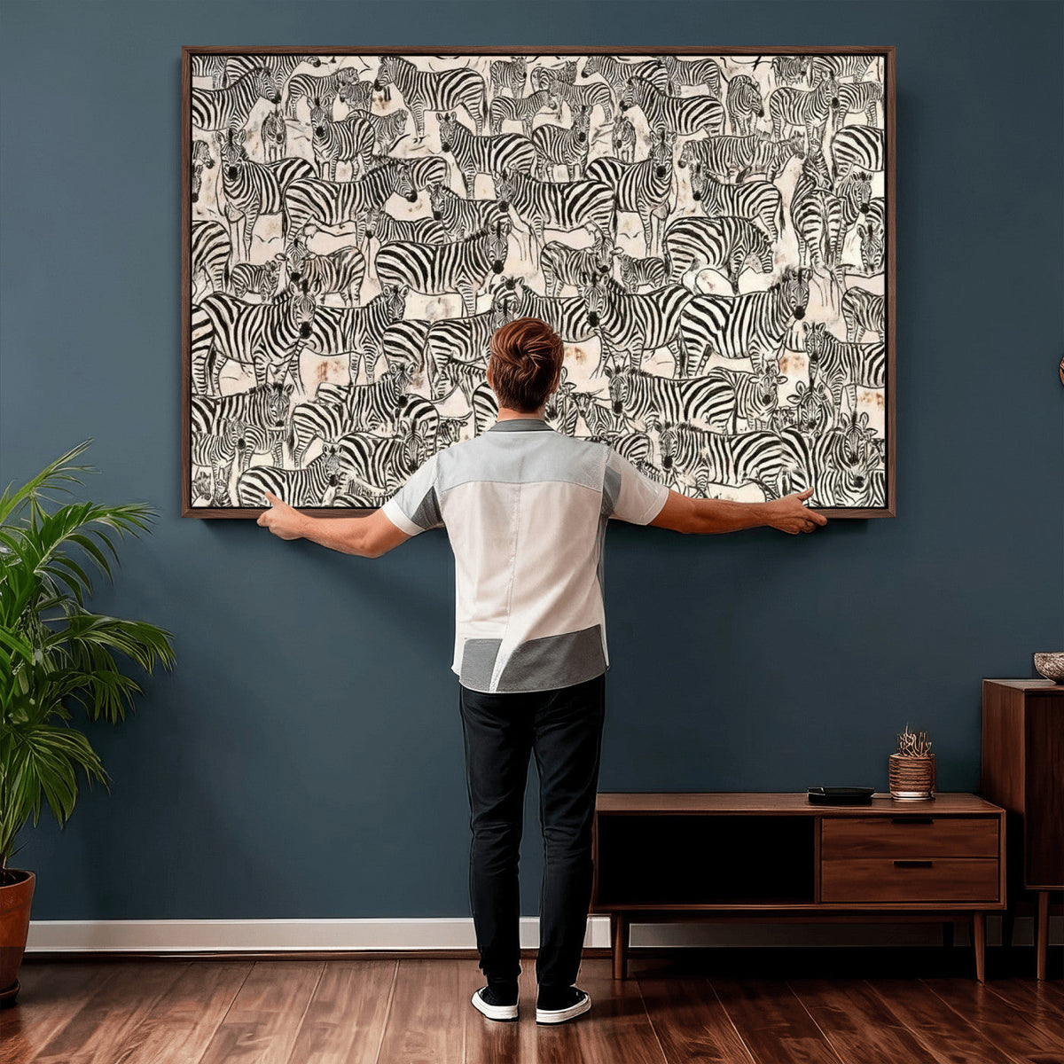 Abstract Zebra Wall Art Canvas Print for Farmhouse Decor