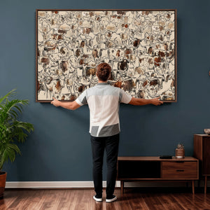Abstract Longhorn Wall Art Canvas Print - Farm Animal