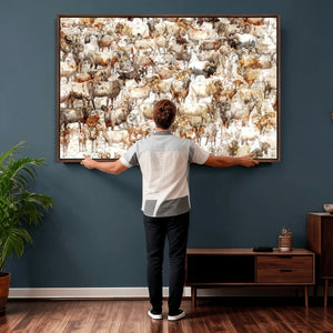 Farmhouse Bighorn Sheep Wall Art Canvas Print - Abstract