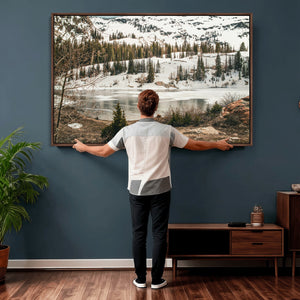 Snowy Mountain Landscape Wall Art Canvas Print, Alpine Pine