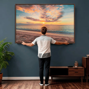 Sunset Beach Wall Art Canvas Print – Soft Coastal