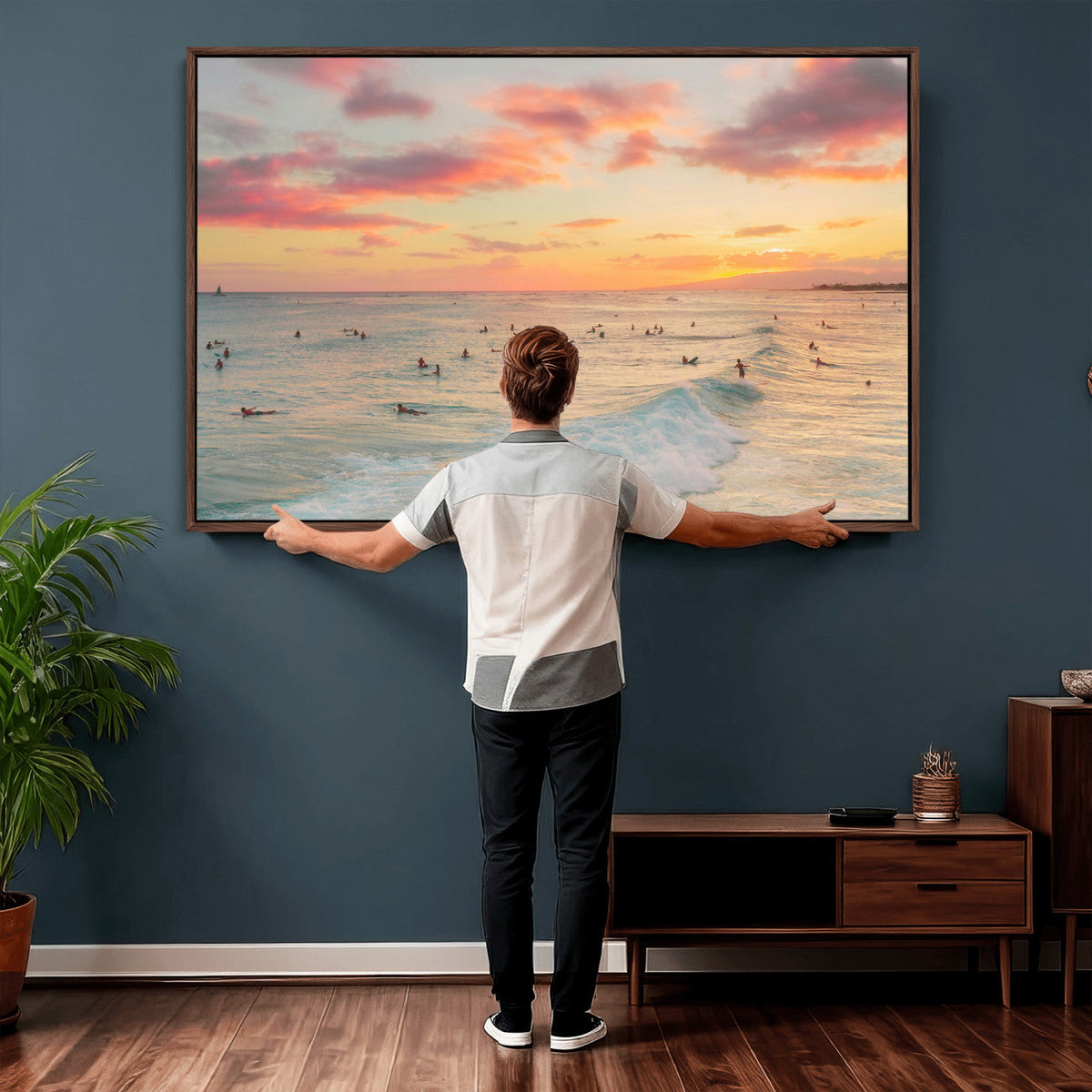 Sunset Beach Wall Art Canvas Print – Soft Coastal