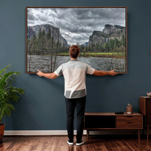 Yosemite Valley River Wall Art Canvas Print, Granite Cliffs