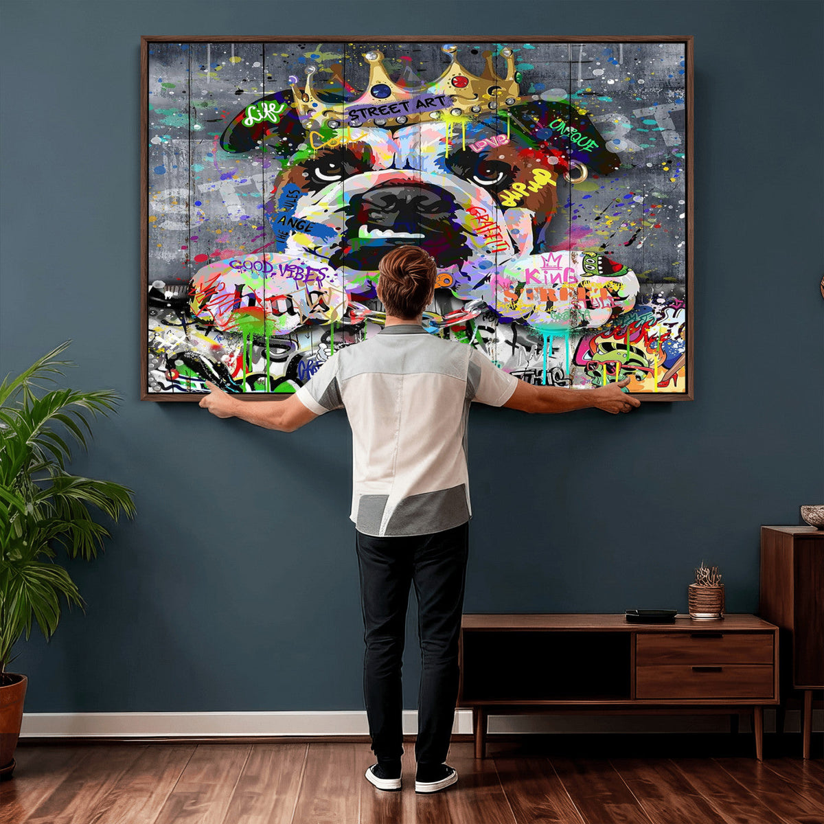 Graffiti Dog Wall Art Decor for Teen Bedroom - Abstract