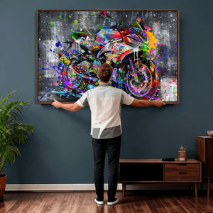 Graffiti Motorcycle Wall Art Canvas Print, Urban Street Art