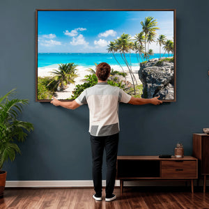 Tropical Beach Wall Art Canvas Print, Palm Tree Ocean