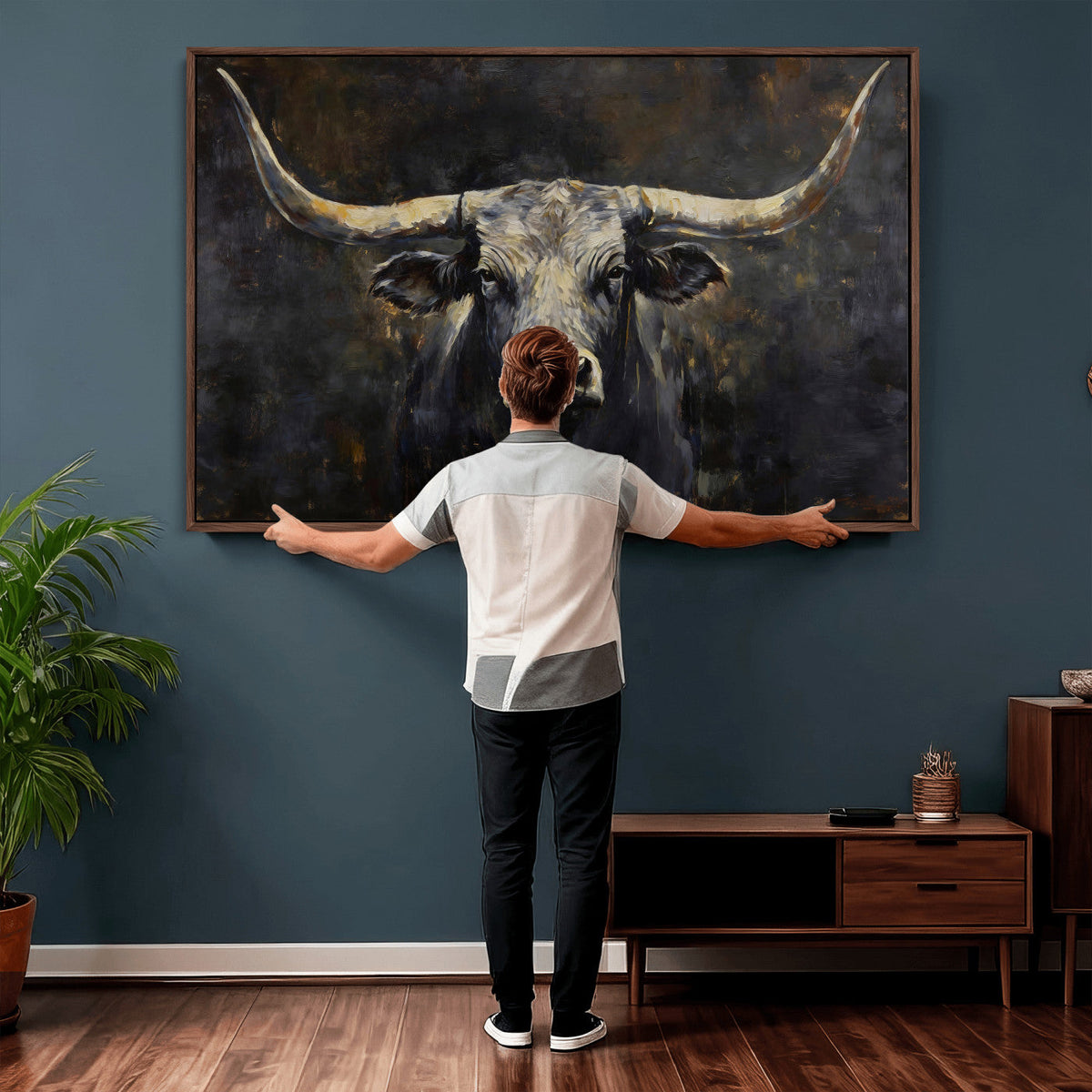 Rustic Longhorn Bull Wall Art Canvas Print – Vintage Western