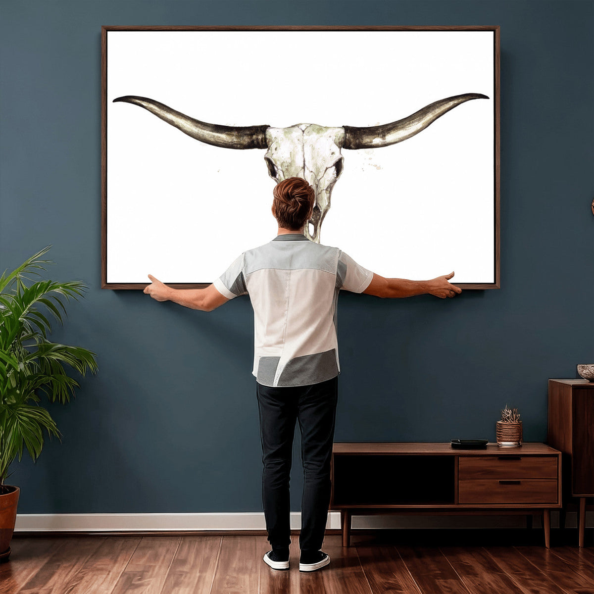Longhorn Skull Wall Art Canvas Print – Rustic Western
