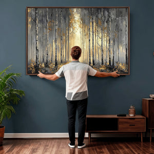Abstract Birch Forest Wall Art Canvas Print – Modern Neutral