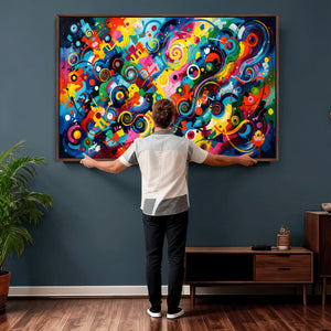 Geometric Abstract Wall Art Canvas Print, Bold Color