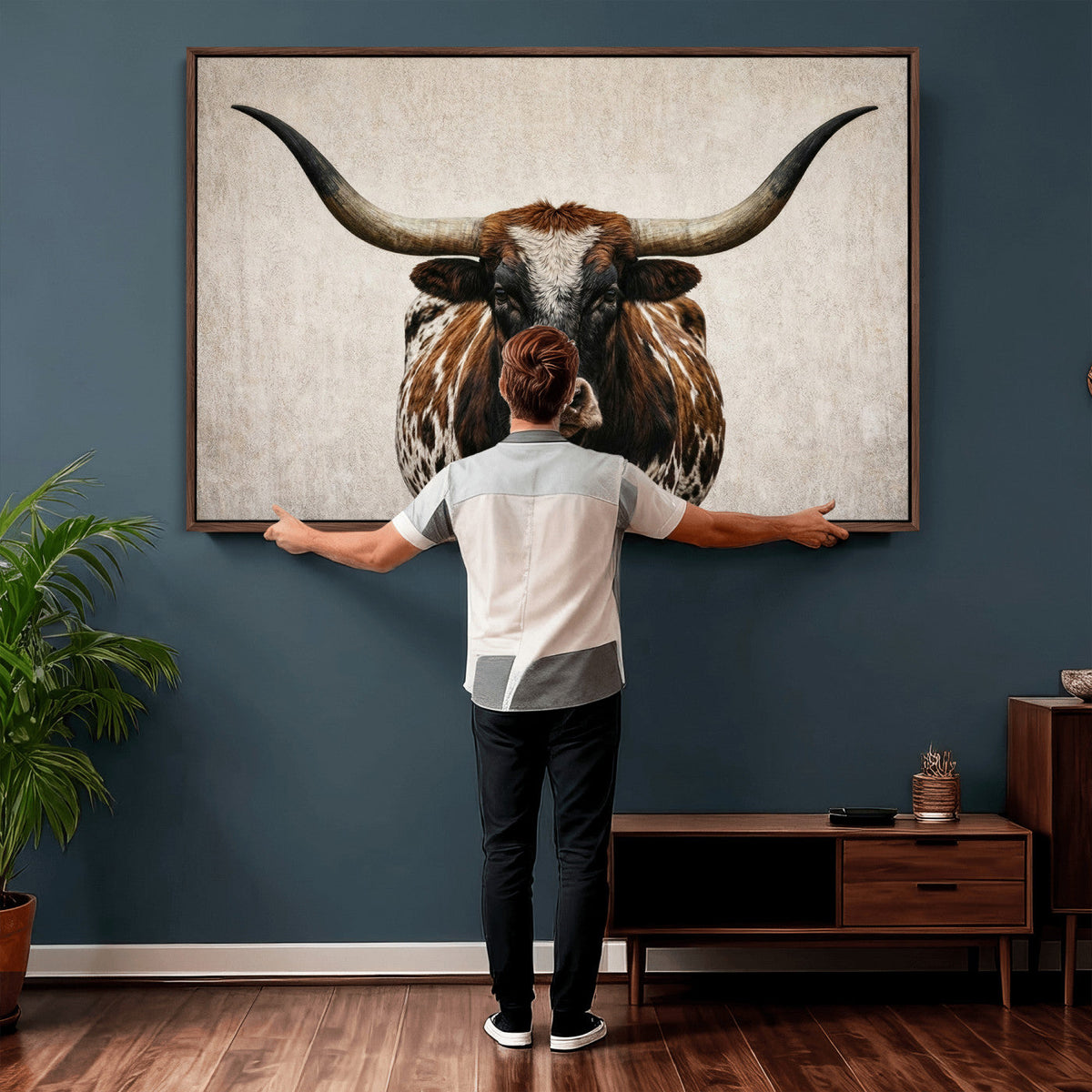 Texas Longhorn Canvas Wall Art Western Bull Desert Moody