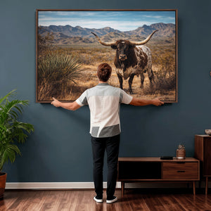 Texas Longhorn Canvas Wall Art Western Bull Desert Moody