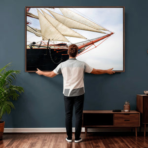 Sailboat Wall Art Canvas Print, Vintage Ship Bow Framed