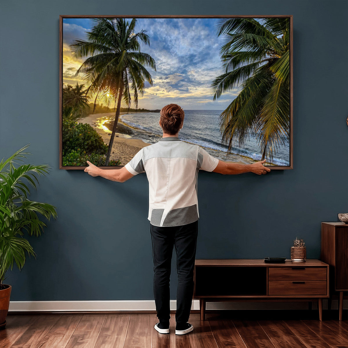 Mar Chiquita Beach Puerto Rico Canvas Wall Art, Manati Caribbean Coastal Photography Print, Tropical Ocean Sunset Decor