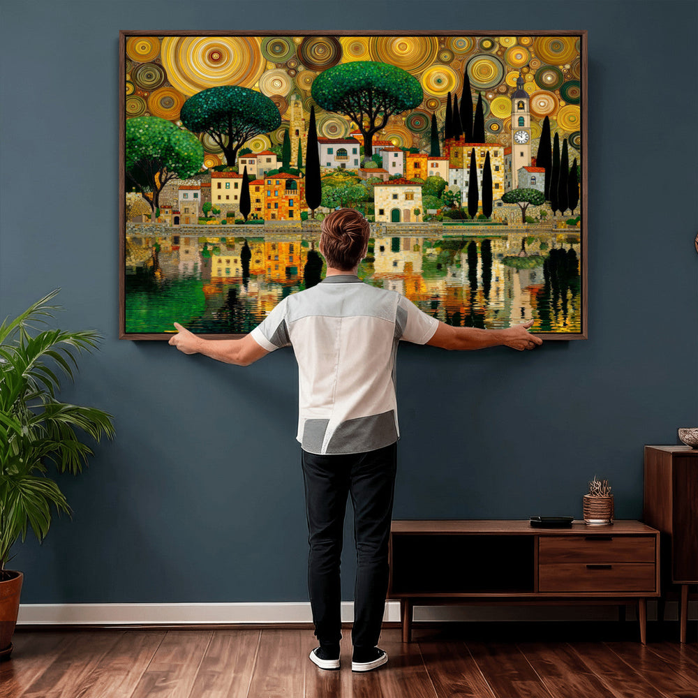 Gustav Klimt Golden Cityscape Wall Art Canvas Print,