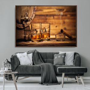 Rustic Whiskey and Barrel Canvas Print