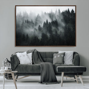 Foggy Forest Wall Art Canvas Print | 3 Panel Large Misty