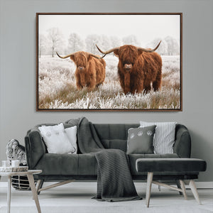 Longhorn Cattle Wall Art Canvas Print, Framed Farmhouse