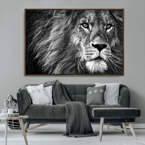 Black and White Lion Canvas Wall Art Print – Wildlife