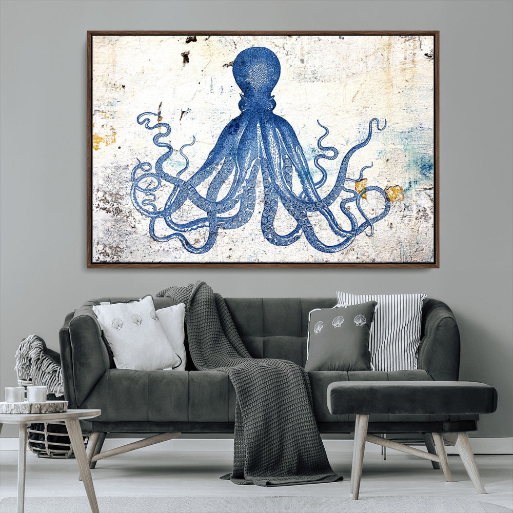Octopus Canvas Wall Art | Coastal Marine Life Artwork for