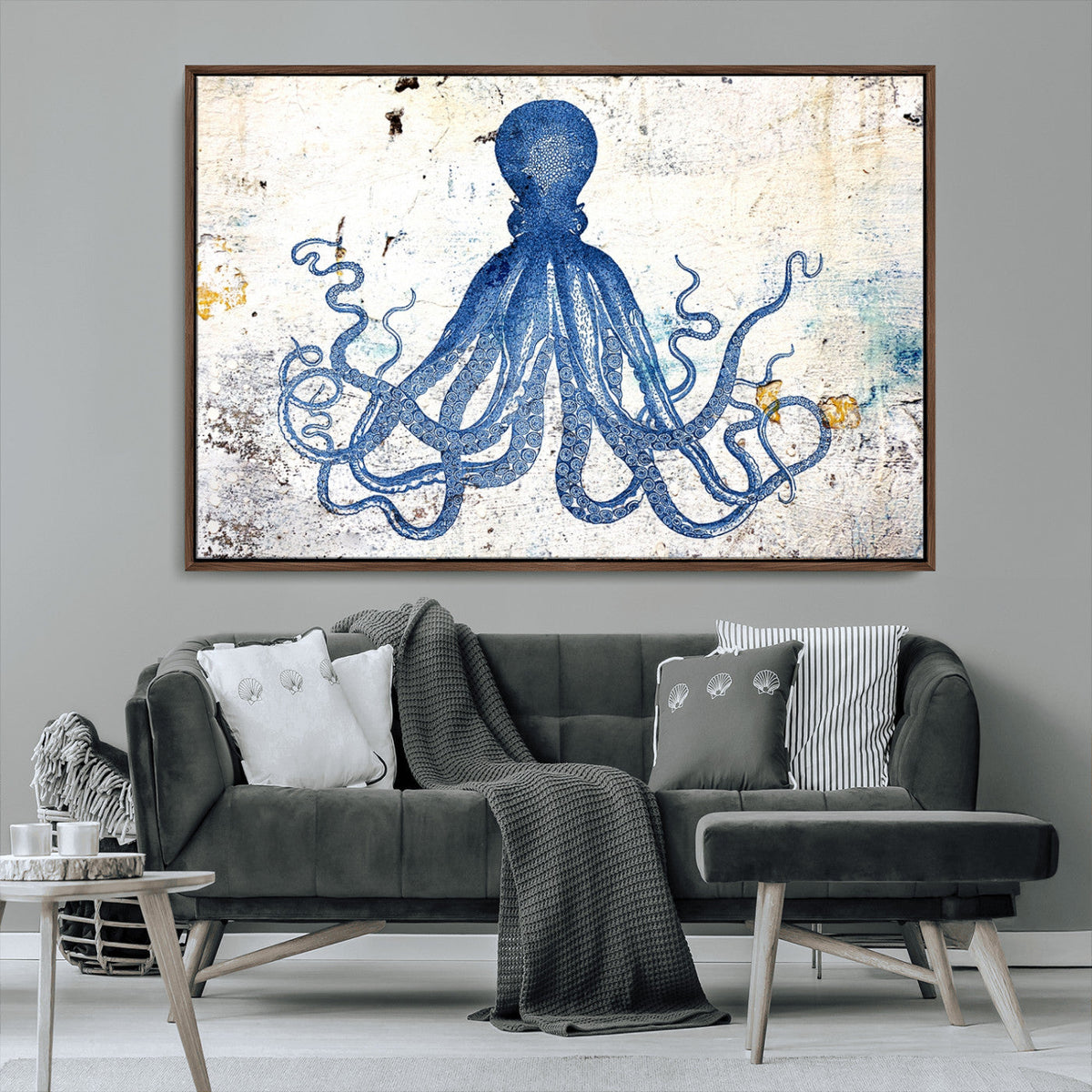 Octopus Canvas Wall Art | Coastal Marine Life Artwork for