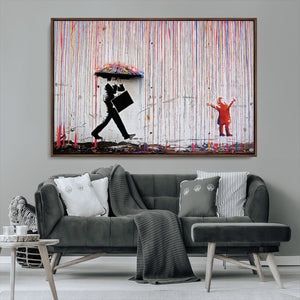 Banksy Wall Art Canvas Print, Framed Graffiti Art Picture