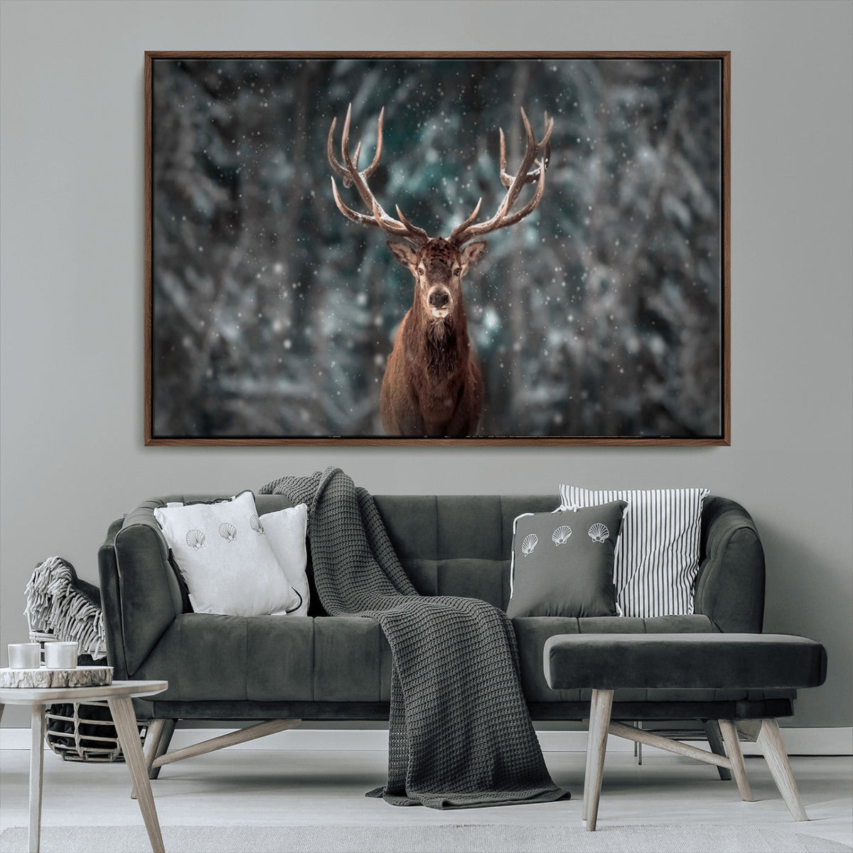 Wall Art Deer Art Animal Canvas, Framed Wall Art Deer Canvas