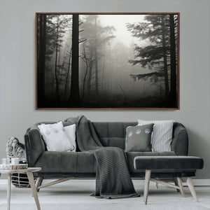 Misty Forest Wall Art Premium Canvas Print a Foggy and