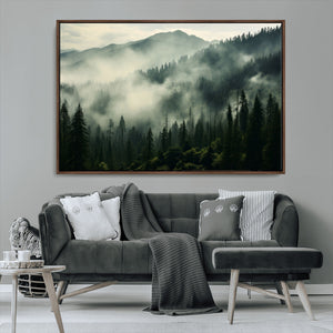 Captivating Misty Forest Wall Art Premium Canvas Print a