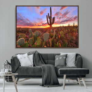 Arizona Desert Wall Art Canvas Print - Framed Deser Sunset