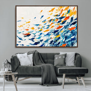 Abstract Fish Shoal Wall Art Canvas Print, Colorful Fish