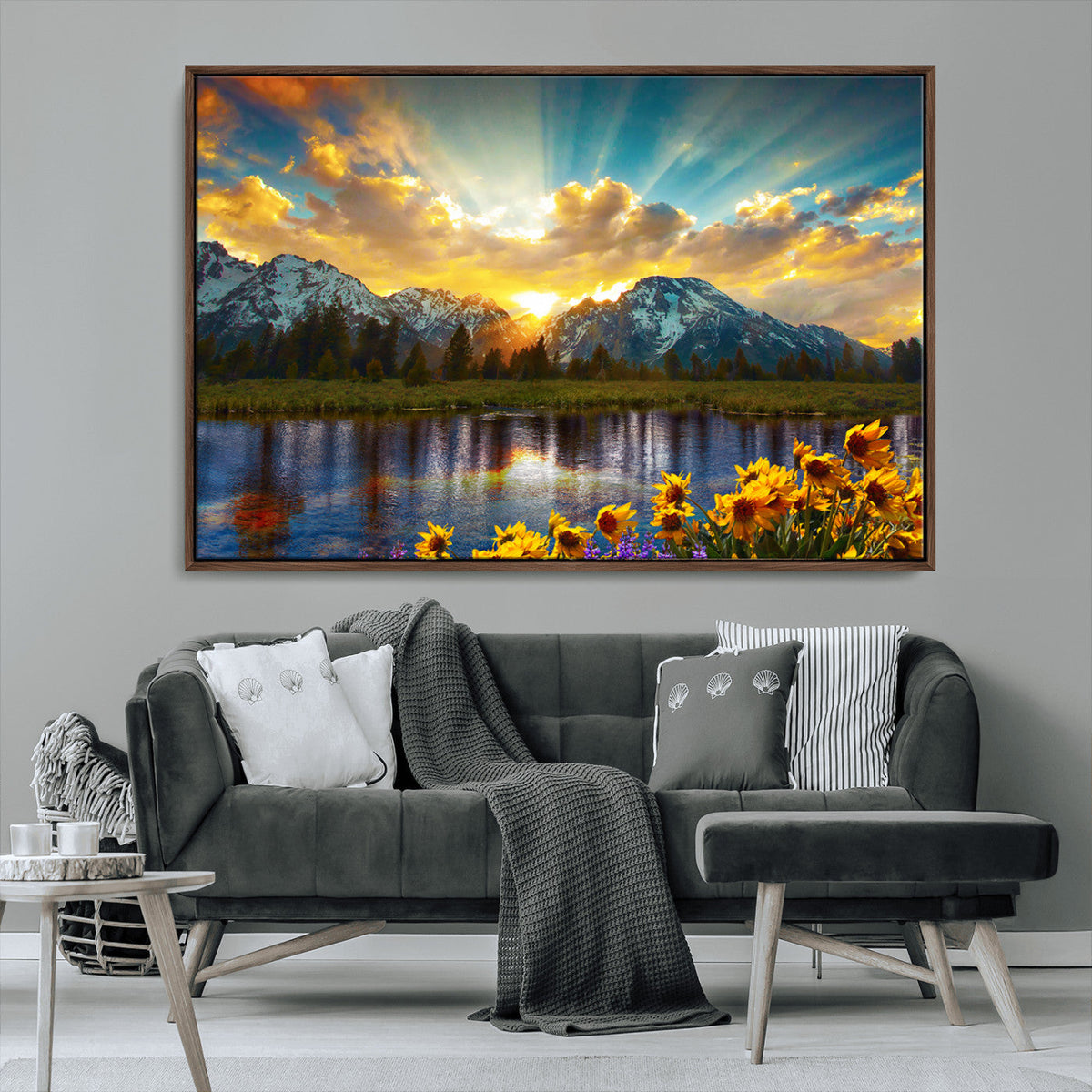 Grand Teton Park Sunrise Wall Art – Vibrant Landscape Canvas