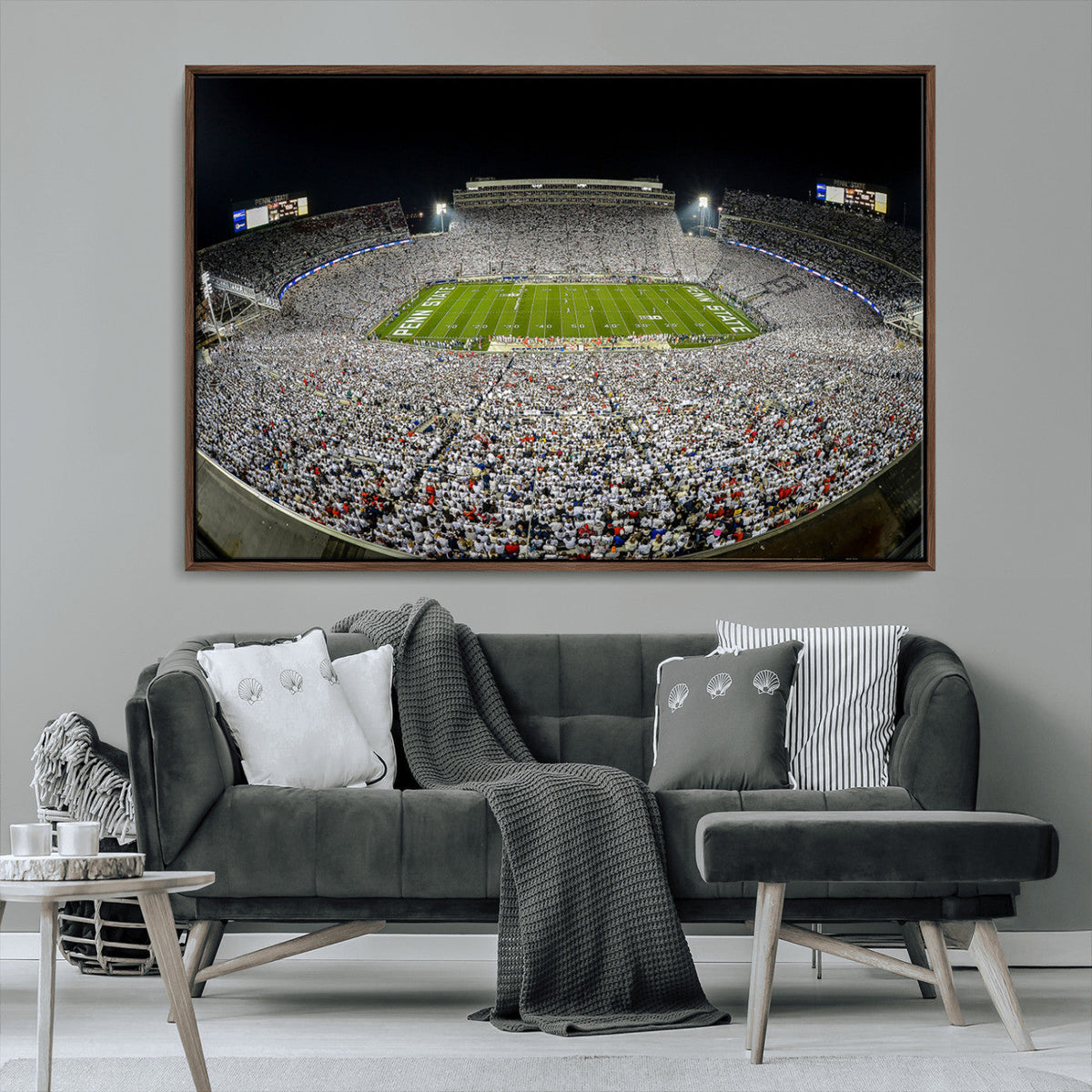 Beaver Stadium Night Game Triple Canvas Wall Art - Penn