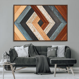 Geometric Wood Art Wall Decor Canvas Print, Rustic Wooden
