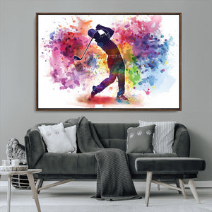 Colorful Golfer Swing Wall Art Canvas Print - Ready to Hang,