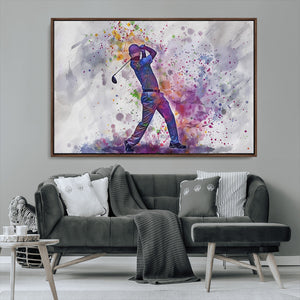 Watercolor Golf Swing Wall Art Canvas Print | Vibrant